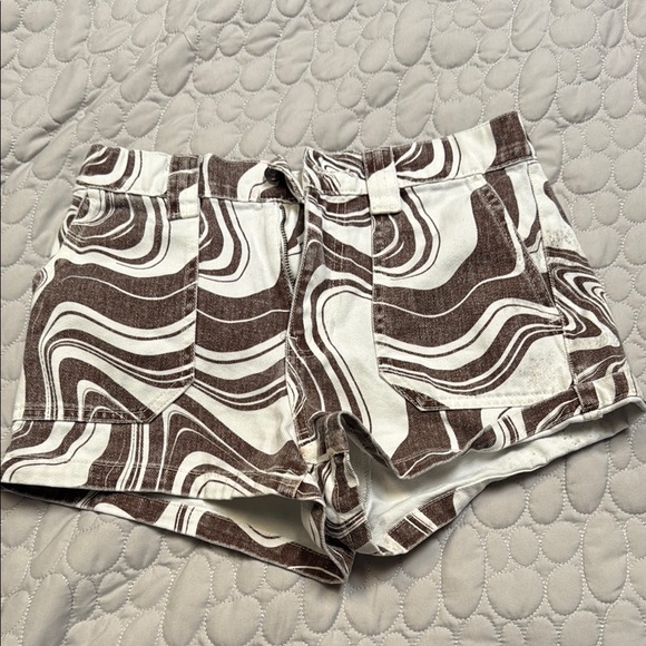 PacSun Pants - PacSun High Waist Brown and White Shorts